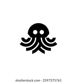 Black Squid Octopus in Minimal Mascot Logo Design Vector