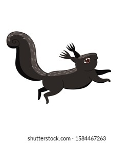 Black squirrel isolated on a white background. Vector graphics.