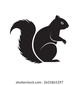 Black Squirrel Silhouette Clipart Illustration