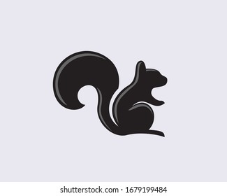 Black Jumping Furry Squirrel Logo Design Stock Vector (Royalty Free ...