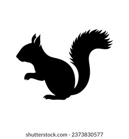Black squirrel vector, mouse silhouette isolated on white background