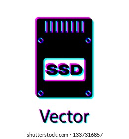 Black SSD card icon isolated on white background. Solid state drive sign. Storage disk symbol. Vector Illustration
