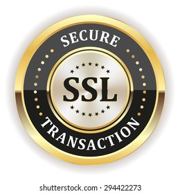 Black Ssl Secure Transaction Badge Gold Stock Vector (Royalty Free ...