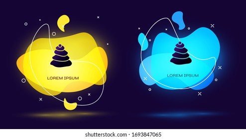 Black Stack hot stones icon isolated on black background. Spa salon accessory. Abstract banner with liquid shapes. Vector Illustration