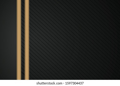 black stack paper material layer with gold stripe background 3d render