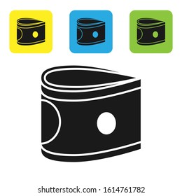 Black Stacks paper money cash icon isolated on white background. Money banknotes stacks. Bill currency. Set icons colorful square buttons. Vector Illustration