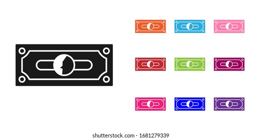 Black Stacks paper money cash icon isolated on white background. Money banknotes stacks. Bill currency. Set icons colorful. Vector Illustration