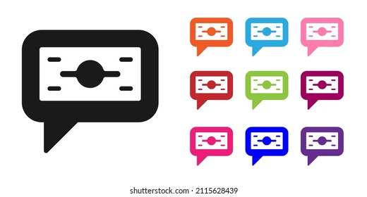 Black Stacks paper money cash icon isolated on white background. Money banknotes stacks. Bill currency. Set icons colorful. Vector