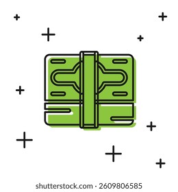 Black Stacks paper money cash icon isolated on white background. Money banknotes stacks. Bill currency.  Vector