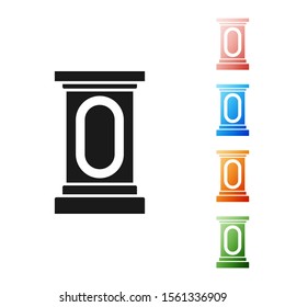 Black Stage stand or debate podium rostrum icon isolated on white background. Conference speech tribune. Set icons colorful. Vector Illustration