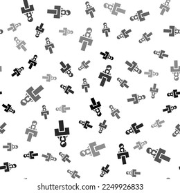Black Stage stand or debate podium rostrum icon isolated seamless pattern on white background. Conference speech tribune.  Vector