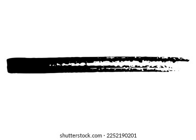 Schwarzer Fleck aus Farbpinsel einzeln auf weißem Hintergrund. Handgezeichneter Farbfleck, Tinte. farbige Schmutzspritze. Trockene Pinseltechnik. Kopiere Space-Banner. Vektorkorngrafik für Substrat, Basis, Rahmen