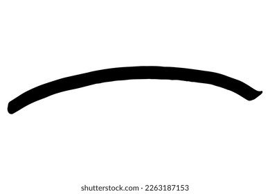 Black stain of paint brush isolated on white background. Hand-drawn spot of paint, ink. Grunge dye splash. Marker, highlighter smear. Copy space banner. Vector illustration for substrate, base, stamp