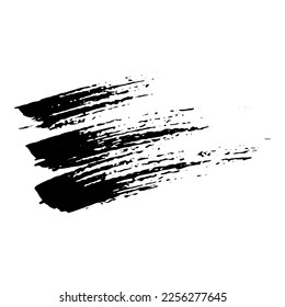 Mancha negra de pincel aislada sobre fondo blanco. Mano dibujada a mano de pintura, tinta. Estribillo de tinte grueso. Desprestigio de pincel desigual. Copiar banner de espacio. Ilustración de grano vectorial para sustrato, base, sello