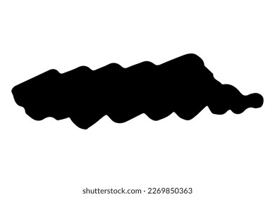 Black stain of paintbrush isolated on white background. Hand-drawn spot of paint, ink. Grunge dye splash. Uneven brush smear. Copy space banner. Vector grain illustration for substrate, base, frame
