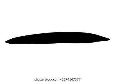 Black stain of paintbrush isolated on white background. Hand-drawn spot of paint, ink. Grunge dye splash. Uneven brush smear. Copy space banner. Vector grain illustration for substrate, base, stamp