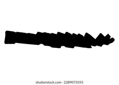 Black stain of paintbrush isolated on white background. Hand-drawn spot of paint, ink. Grunge dye splash. Uneven brush smear. Copy space banner. Vector grain illustration for substrate, base, frame