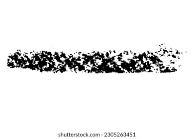 Black stain of paintbrush isolated on white background. Hand-drawn spot of paint, ink. Grunge dye splash. Uneven brush smear. Copy space banner. Vector grain illustration for substrate, base, frame
