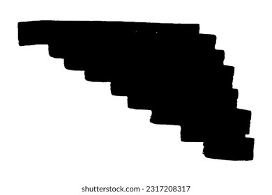 Mancha negra de pincel aislada sobre fondo blanco. Mano dibujada a mano de pintura, tinta. Estribillo de tinte grueso. Desprestigio de pincel desigual. Copiar banner de espacio. Ilustración de grano vectorial para sustrato, base, marco