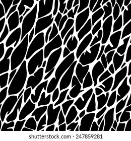 Black stains on white. Animal pattern. Web page background, wallpaper, fabric, decor. Vector seamless. 