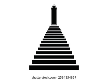 Black Staircase Icon with Balustrade vector illustration