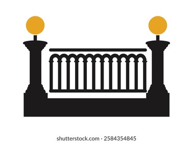 Black Staircase Icon with Balustrade vector illustration