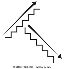Black stairs up down arrow. Emergency symbol. Vector illustration.