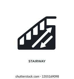black stairway isolated vector icon. simple element illustration from hotel concept vector icons. stairway editable logo symbol design on white background. can be use for web and mobile