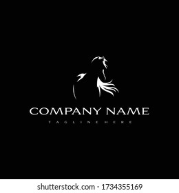 Black Stallion Animal Horse Outline Drawing Black Background 