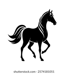 Black Stallion - Isolated Vector Illustration in Bold, Minimalist Style. Ideal for Equestrian Services, Horse Transportation, Ranch Branding, and Horse Care. Great for Logos and Promotional Materials