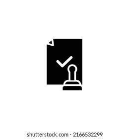 Black stamp file accepted icon design isolated on white background
