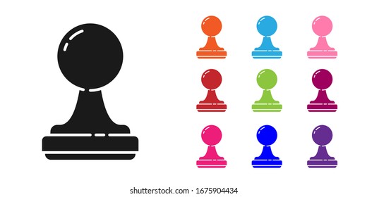 Black Stamp icon isolated on white background. Set icons colorful. Vector Illustration