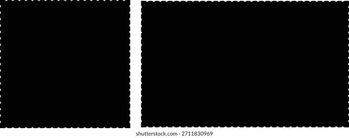 Conjunto de forma de sello negro con bordes perforados. Plantilla de Vector de cupón, Cupón e insignia.