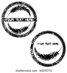 Black stamps with feathers
