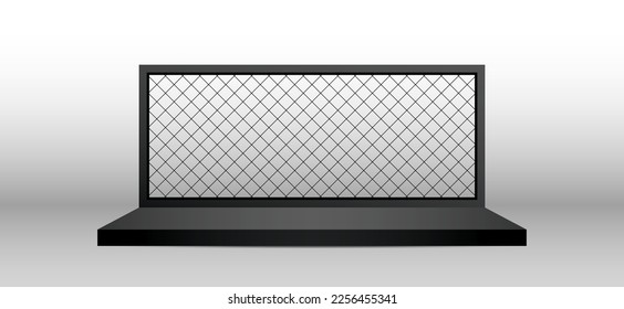 black stand display with chain link backdrop 3d illustration vector