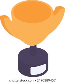 Black Stand Golden color Championship Cup isometric concept, runner up rewards vector icon design, token of recognition symbol, Expression of gratitude sign, distinctive insignia stock illustration