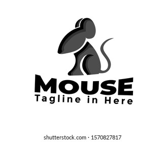 Black stand Mouse art logo design inspiration