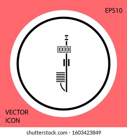 Black Standalone sensor icon isolated on red background. White circle button. Vector Illustration