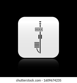 Black Standalone sensor icon isolated on black background. Silver square button. Vector Illustration