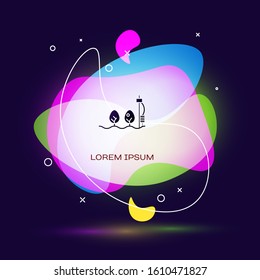 Black Standalone sensor and plant icon isolated on blue background. Abstract banner with liquid shapes. Vector Illustration