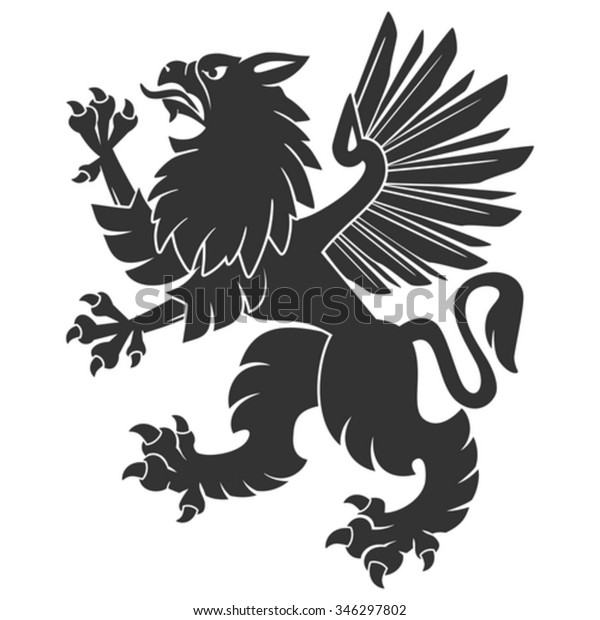 Black Standing Griffin Heraldry Tattoo Design Stock Vector (Royalty ...