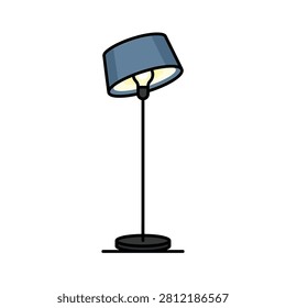 Black standing lamp with blue lampshade
