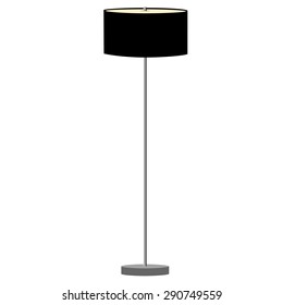 Black standing lamp vector illustration. Floor lamp. Modern lamp