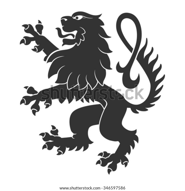 Black Standing Lion Heraldry Tattoo Design Stock Vector (Royalty Free ...