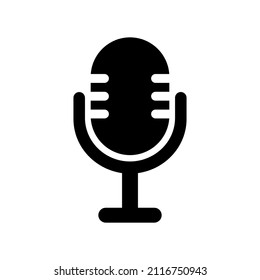 Black standing microphone icon used for podacst