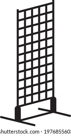 Black Standing Slat Grid Stand with legs Concept, Metal Grid wall Gondola Vector Icon Design, Retail Shop Equipment Symbol, Supermarket fixtures Sign, Grocery Store Supplies Stock illustration