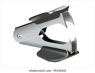 A black staple remover against a white background