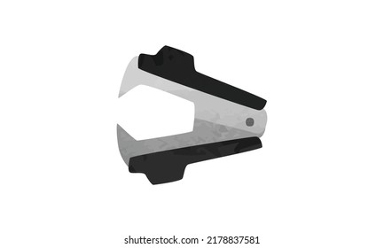 Black staple remover clipart. Simple anti-stapler watercolor style vector illustration isolated on white background. Cute staple remover cartoon hand drawn doodle style. Office supplies drawing