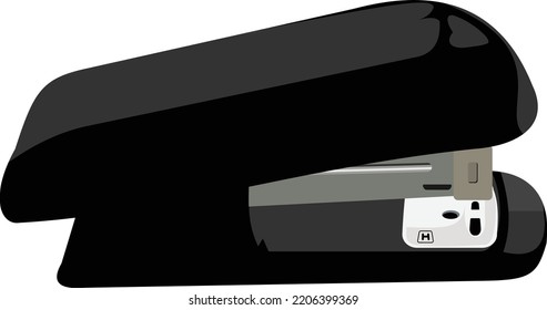 Black stapler for stapling papers within the accessories of office and school supplies