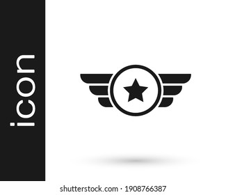 Black Star American military icon isolated on white background. Military badges. Army patches.  Vector